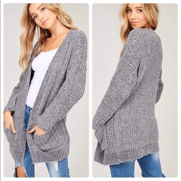 velvet yarn cardigan